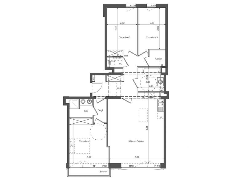 Appartement - 95 m² - 4 pièces