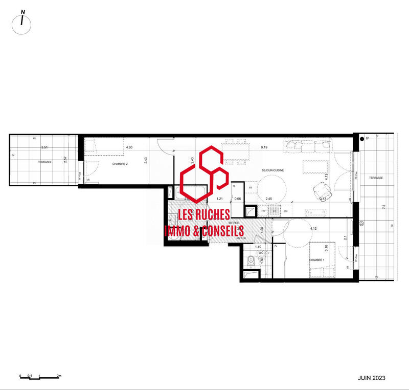 Appartement - 70 m² - 3 pièces