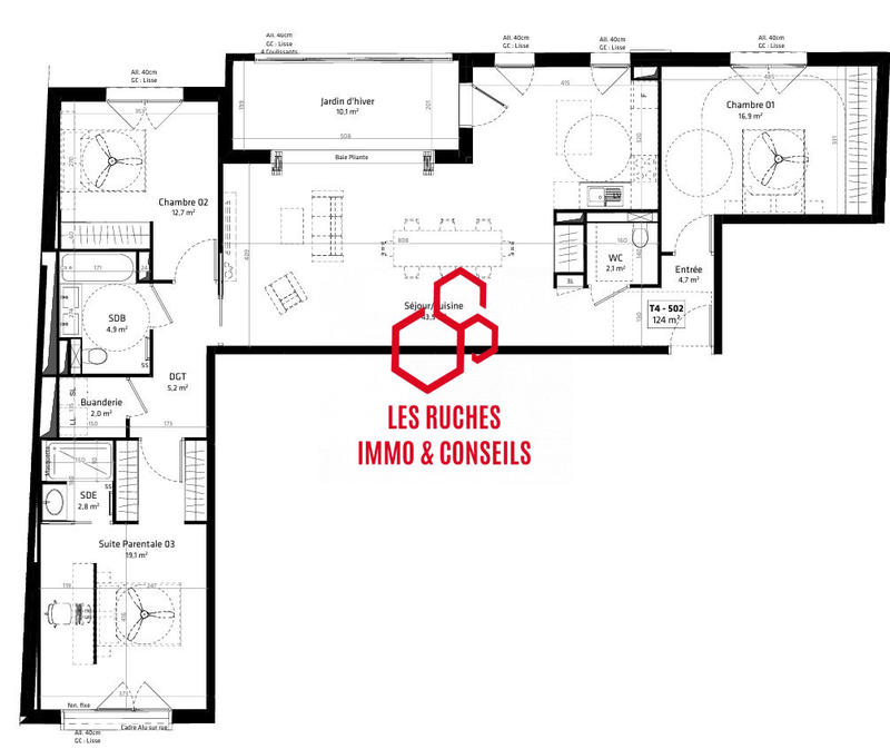 Appartement - 124 m² - 4 pièces
