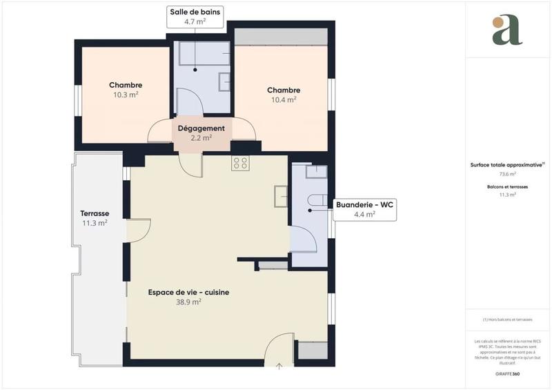 Appartement ancien - 70 m² - 3 pièces