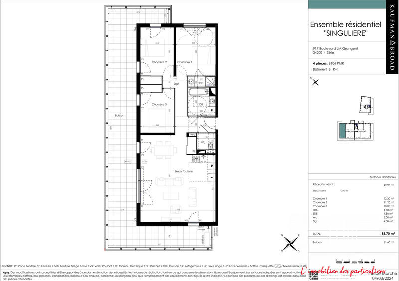 Appartement - 89 m² - 4 pièces