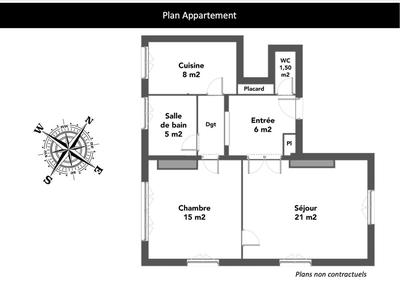Appartement - 56 m² - 2 pièces