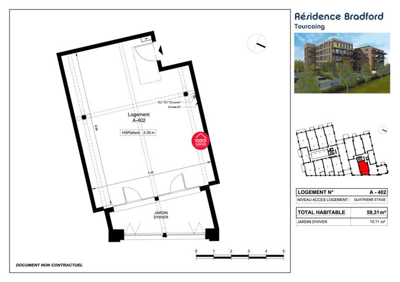 Appartement - 59 m² - 1 pièce