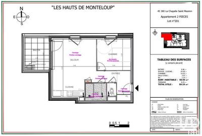 Appartement - 51 m² - 2 pièces