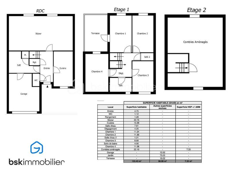 Maison de ville - 133 m² - 6 pièces