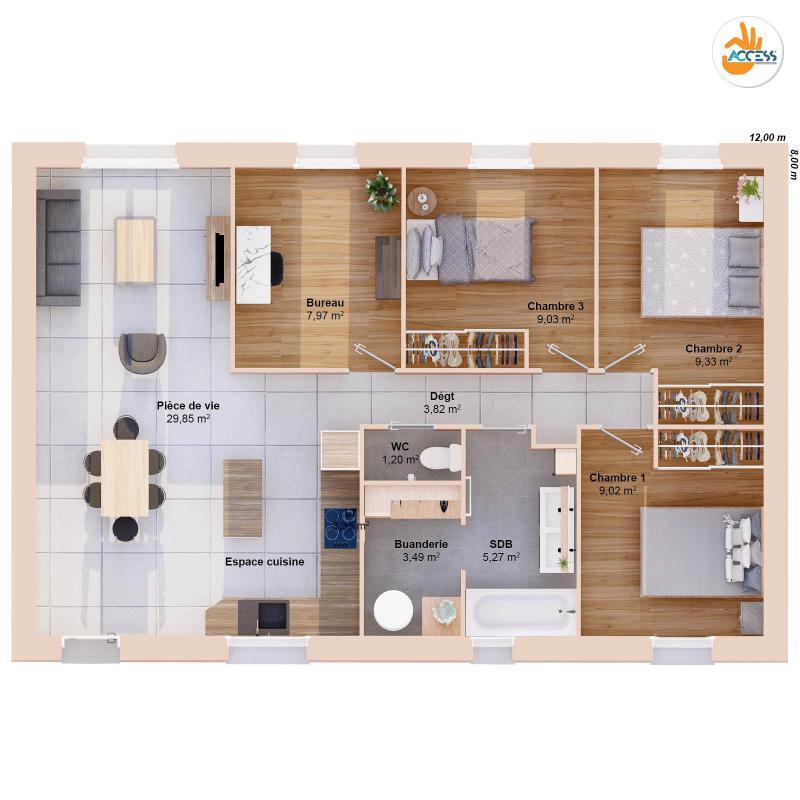 Maison - 79 m² - 6 pièces