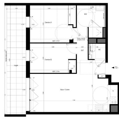 Appartement - 59 m² - 3 pièces