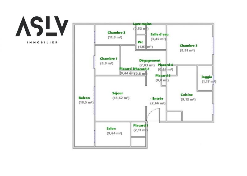 Appartement - 86 m² - 5 pièces
