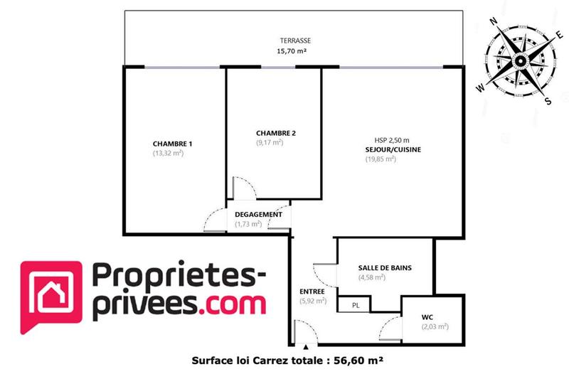 Appartement - 56 m² - 3 pièces