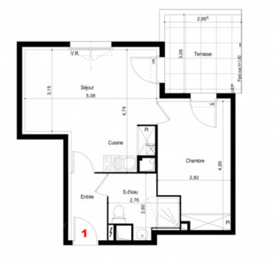 Appartement - 42 m² - 2 pièces