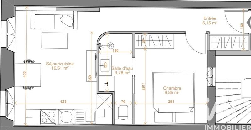 Appartement - 34 m² - 1 pièce