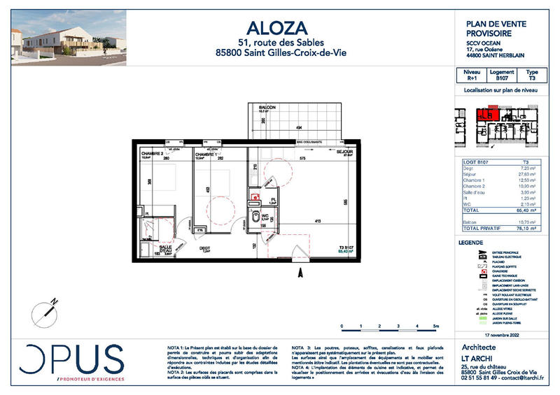 Appartement - 66 m² - 3 pièces