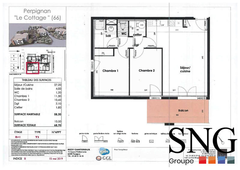 Appartement - 58 m² - 3 pièces