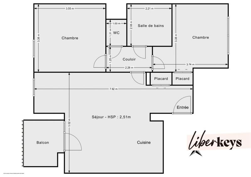 Appartement - 59 m² - 3 pièces