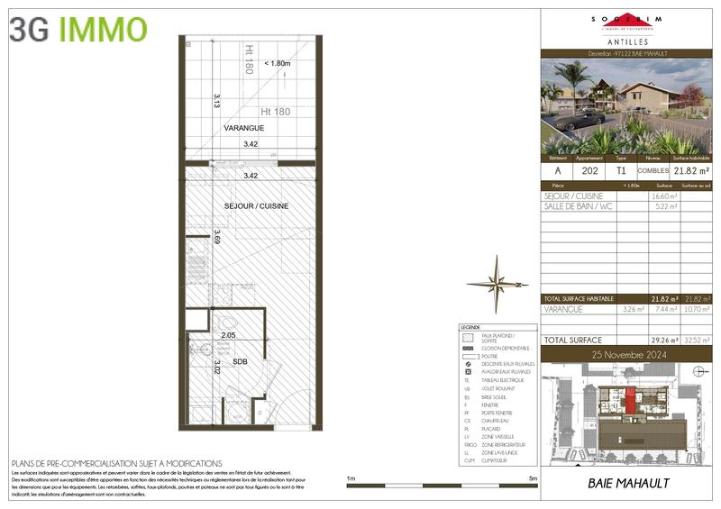 Appartement - 22 m² - 1 pièce