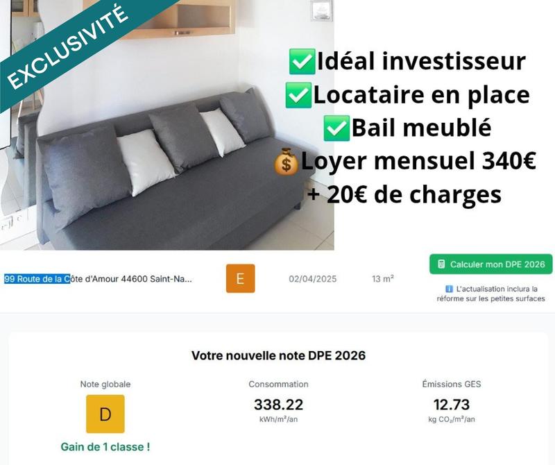 Appartement - 13 m² - 1 pièce