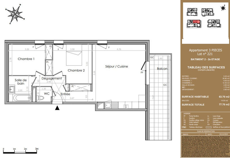 Appartement - 64 m² - 3 pièces