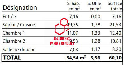 Appartement - 55 m² - 3 pièces