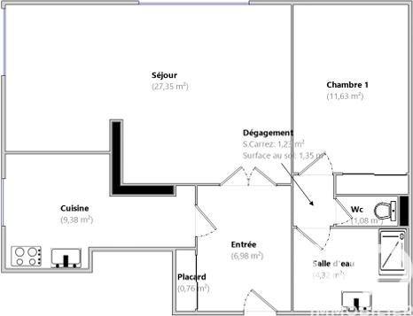 Appartement - 63 m² - 3 pièces