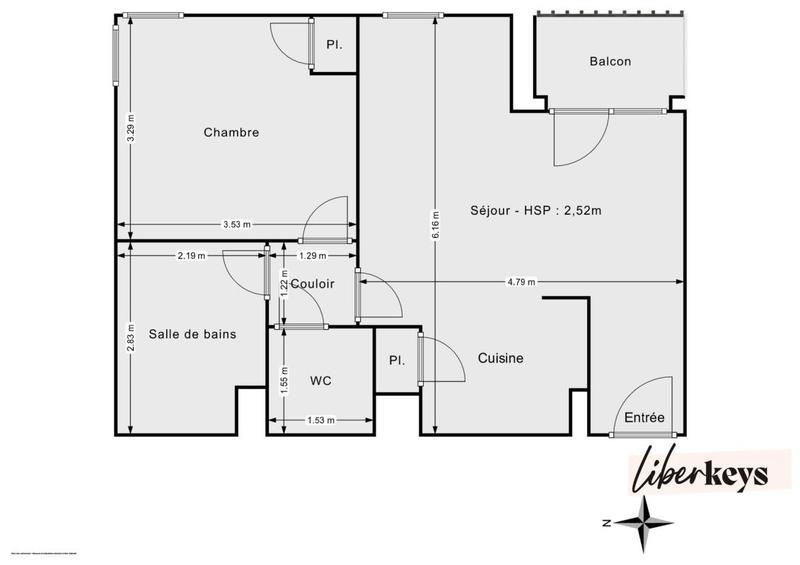 Appartement - 45 m² - 2 pièces