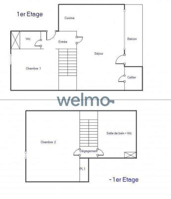 Duplex - 48 m² - 3 pièces