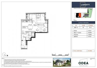 Appartement - 46 m² - 2 pièces