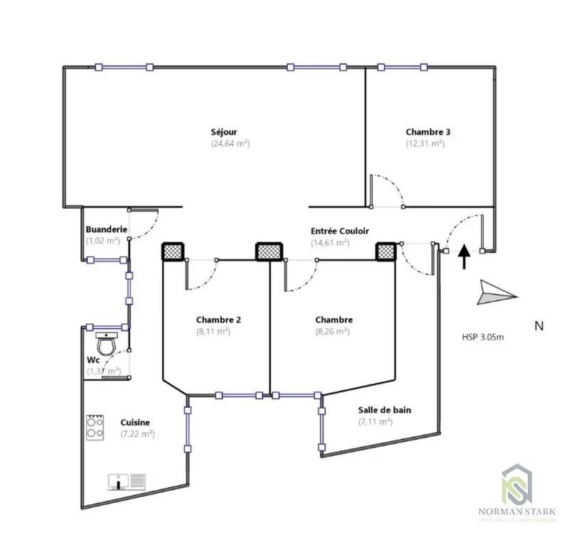 Appartement - 85 m² - 4 pièces