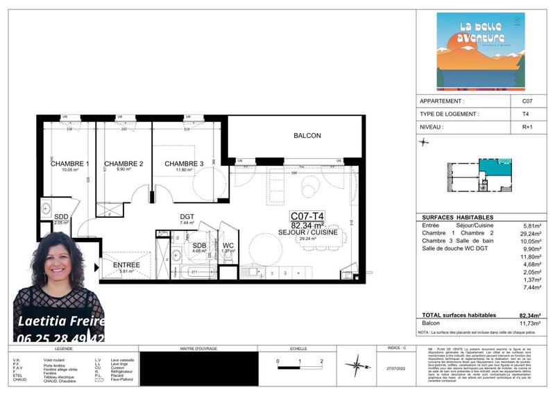 Appartement - 82 m² - 4 pièces