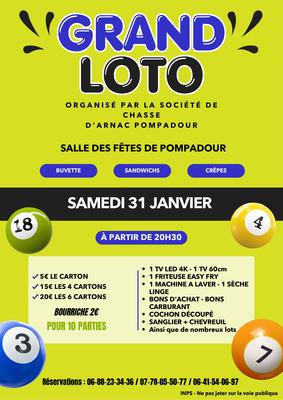 Grand loto de la société de chasse à Pompadour