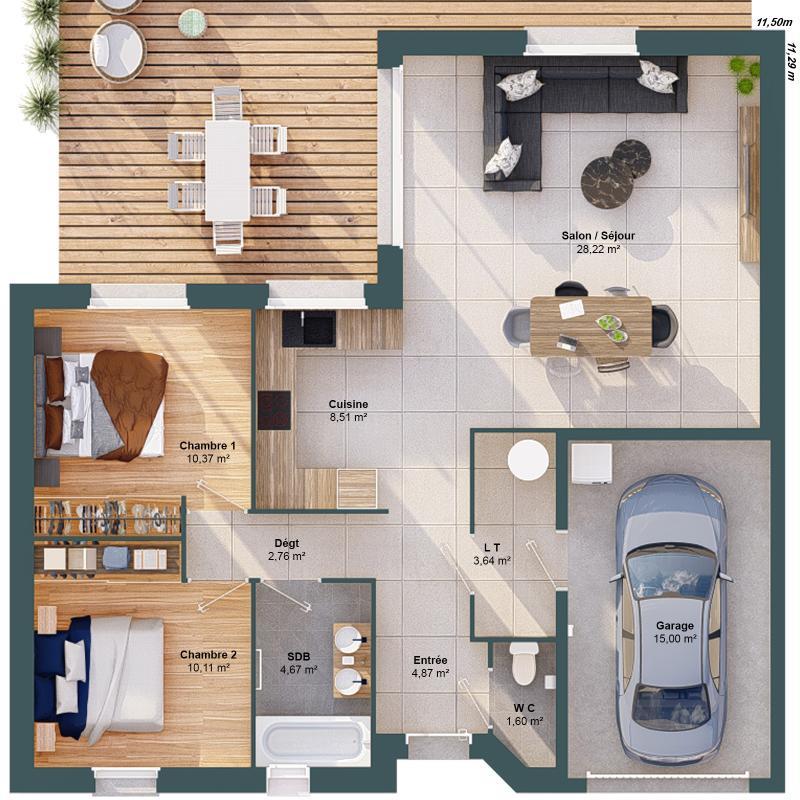 Maison - 75 m² - 4 pièces