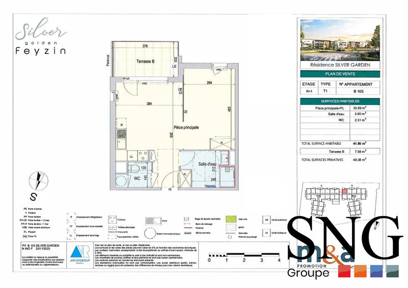 Appartement - 42 m² - 1 pièce