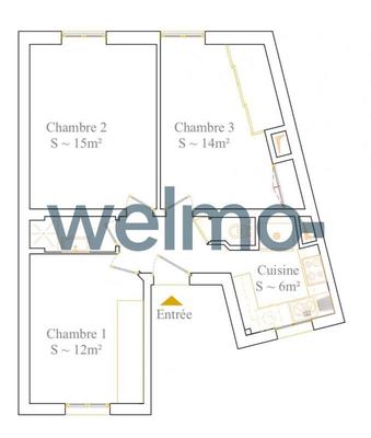 Appartement - 54 m² - 3 pièces