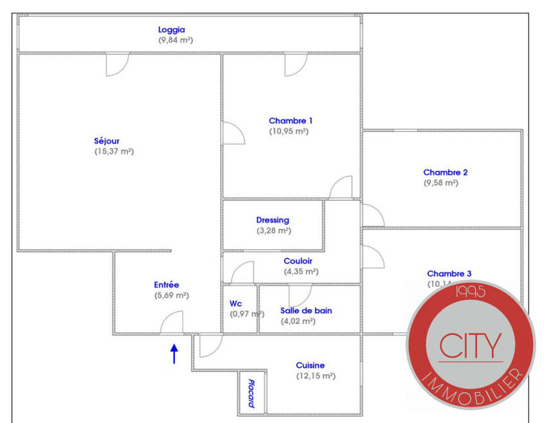 Appartement - 77 m² - 4 pièces