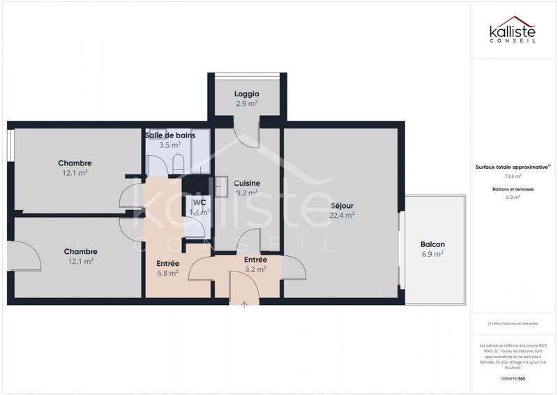 Appartement - 69 m² - 3 pièces