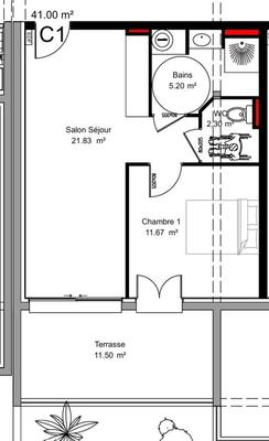 Appartement - 41 m² - 2 pièces