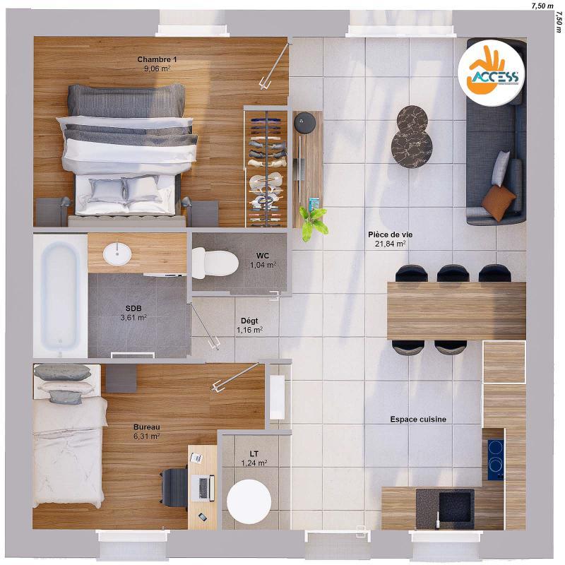 Maison - 44 m² - 4 pièces