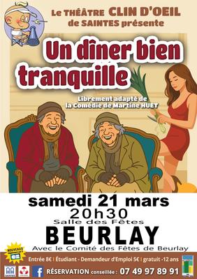 Théâtre comédie &quot;Un dîner bien tranquille&quot; Beurlay