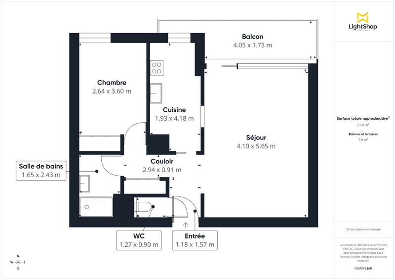 Appartement - 53 m² - 2 pièces