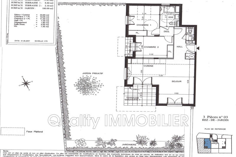 Appartement - 74 m² - 3 pièces