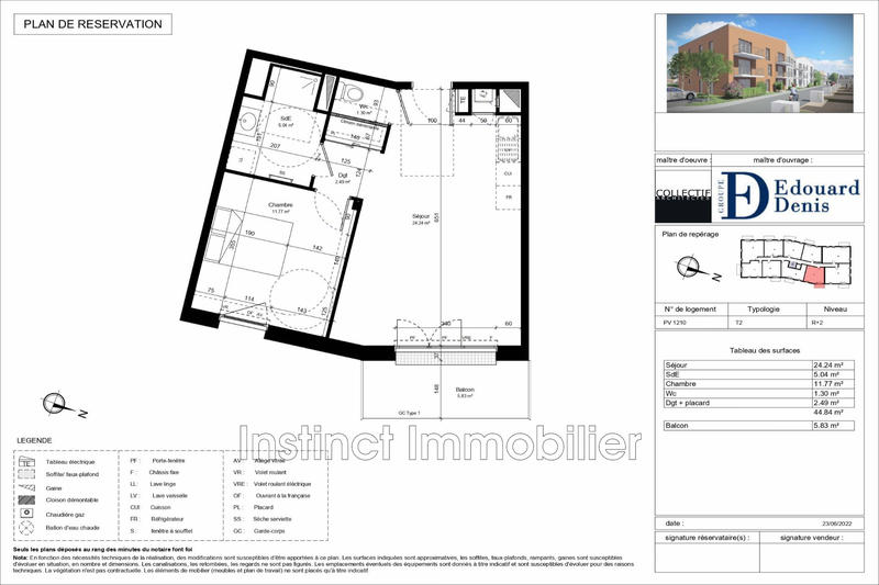 Appartement - 45 m² - 2 pièces