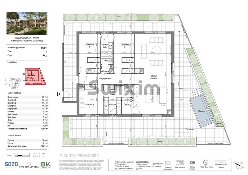 Appartement - 130 m² - 4 pièces