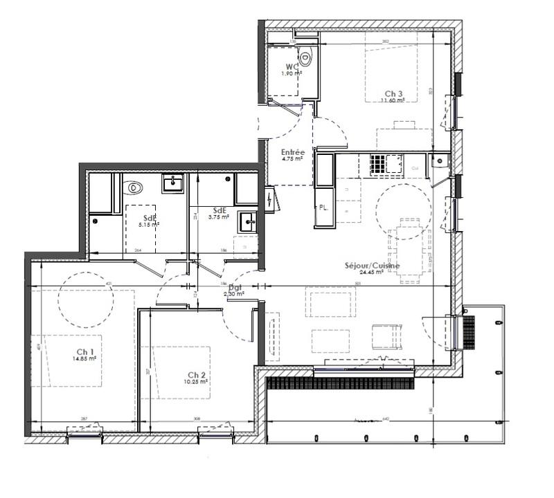 Appartement - 79 m² - 4 pièces