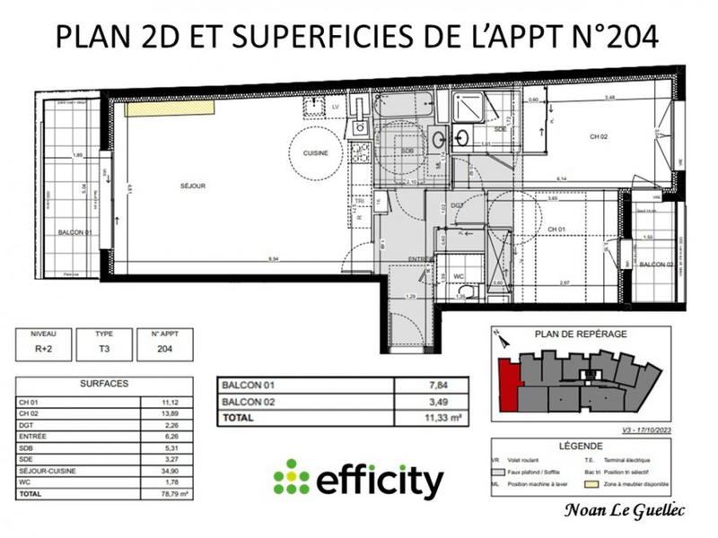 Appartement - 79 m² - 3 pièces