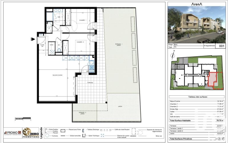 Appartement - 71 m² - 3 pièces