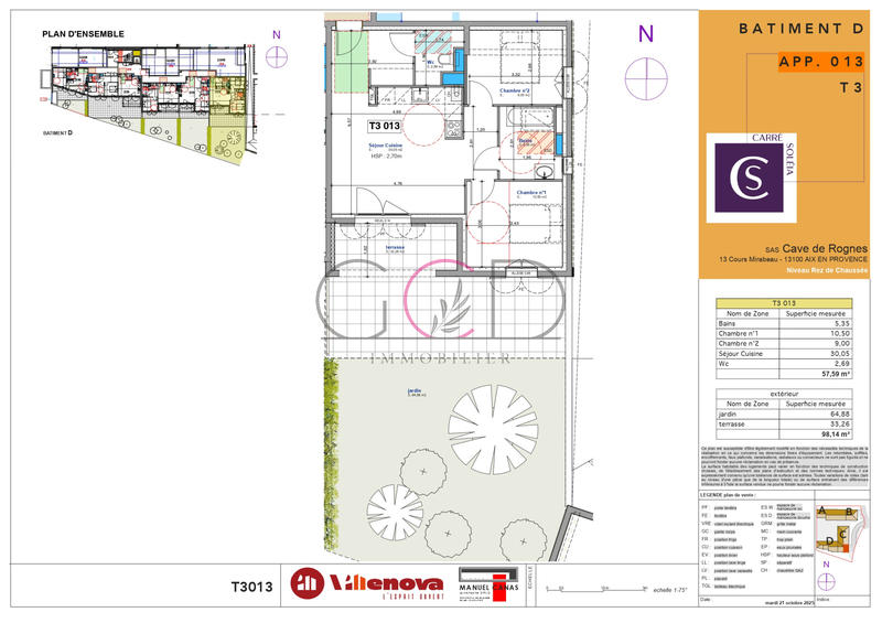 Appartement - 58 m² - 3 pièces