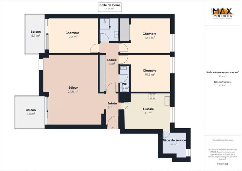 Appartement - 85 m² - 4 pièces