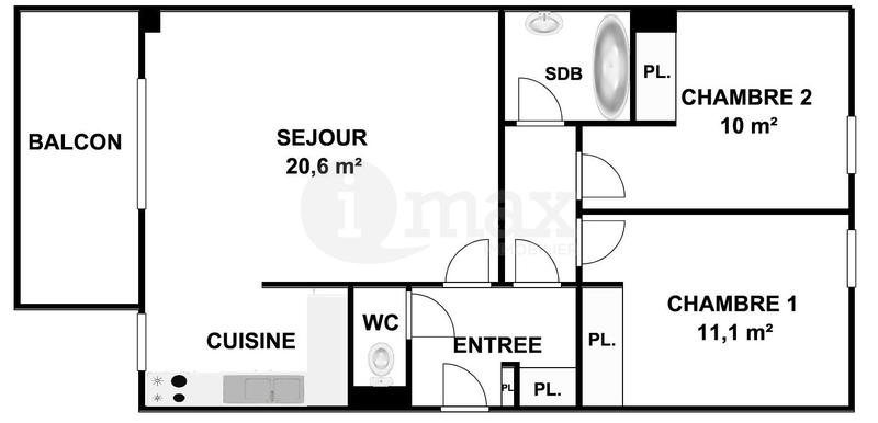 Appartement - 59 m² - 3 pièces