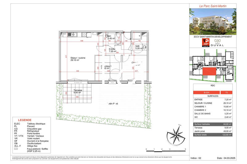 Appartement - 65 m² - 3 pièces