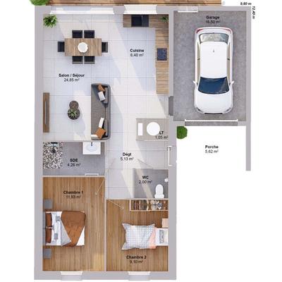 Maison - 65 m² - 4 pièces