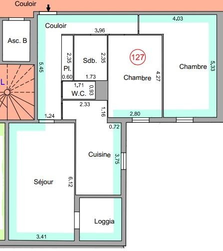 Appartement - 77 m² - 3 pièces